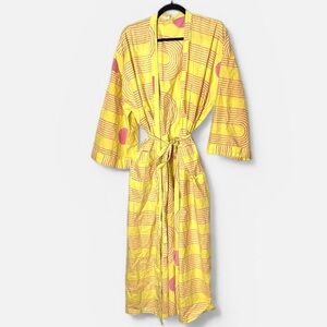Block Shop Textiles Kimono Robe with Belt *ARCHIVE* Block Print Long size L/XL